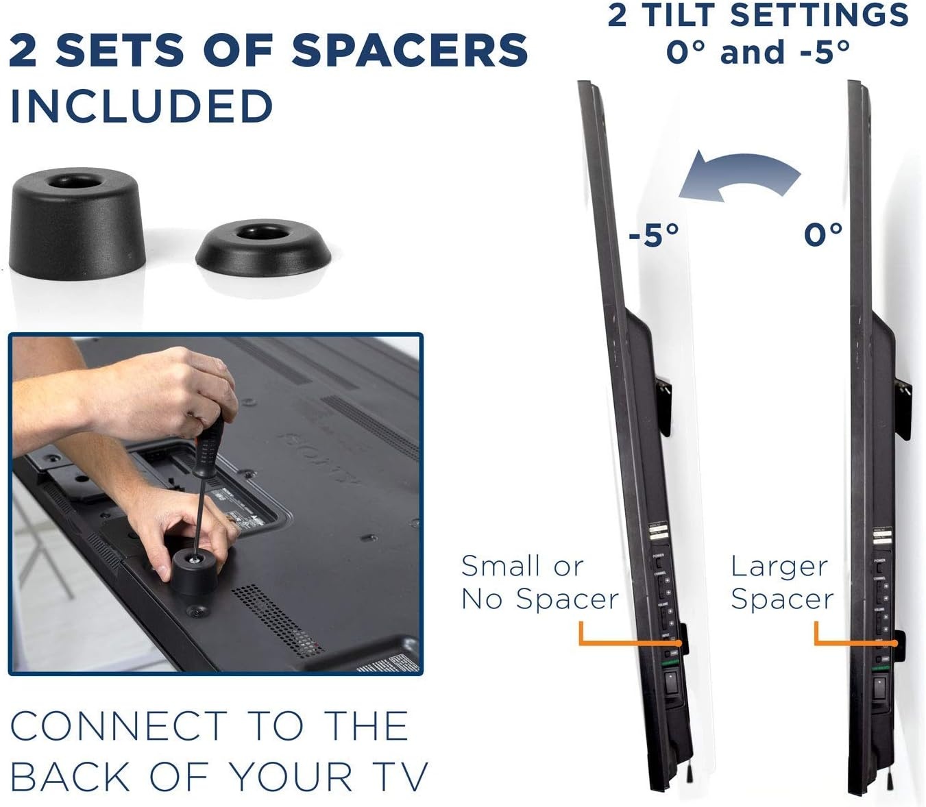 image:imageMountIt No Stud TV Wall Mount Drywall Studless Tilting TV Hanger for Most 4080 Inch TVs up to 110 lbs No Drill tv Mount No Damage Easy Install Low Profile Up to VESA 600x400
