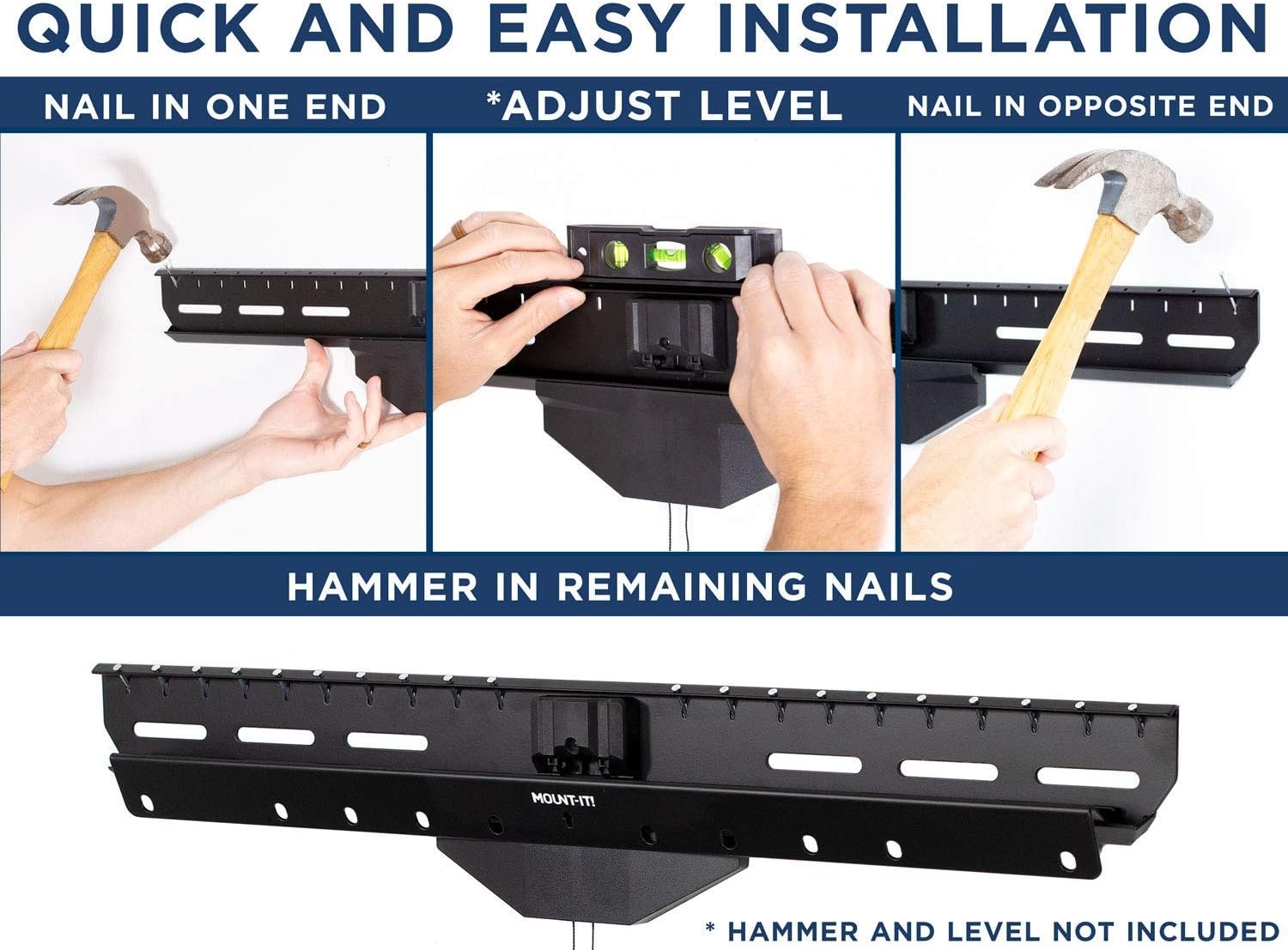 image:imageMountIt No Stud TV Wall Mount Drywall Studless Tilting TV Hanger for Most 4080 Inch TVs up to 110 lbs No Drill tv Mount No Damage Easy Install Low Profile Up to VESA 600x400