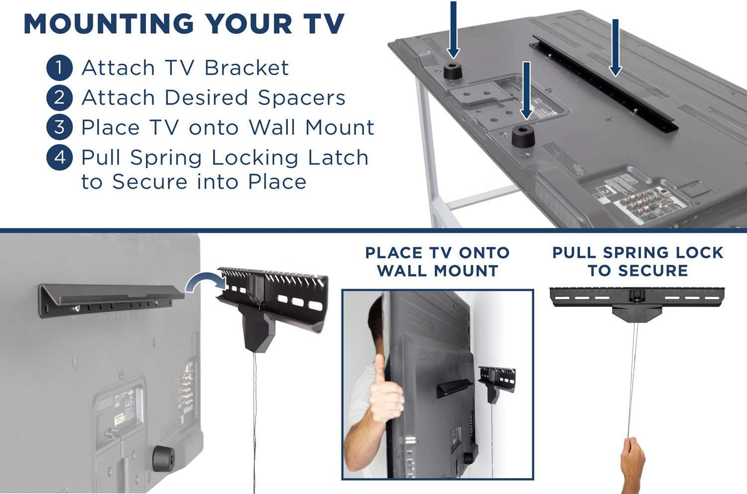 image:imageMountIt No Stud TV Wall Mount Drywall Studless Tilting TV Hanger for Most 4080 Inch TVs up to 110 lbs No Drill tv Mount No Damage Easy Install Low Profile Up to VESA 600x400
