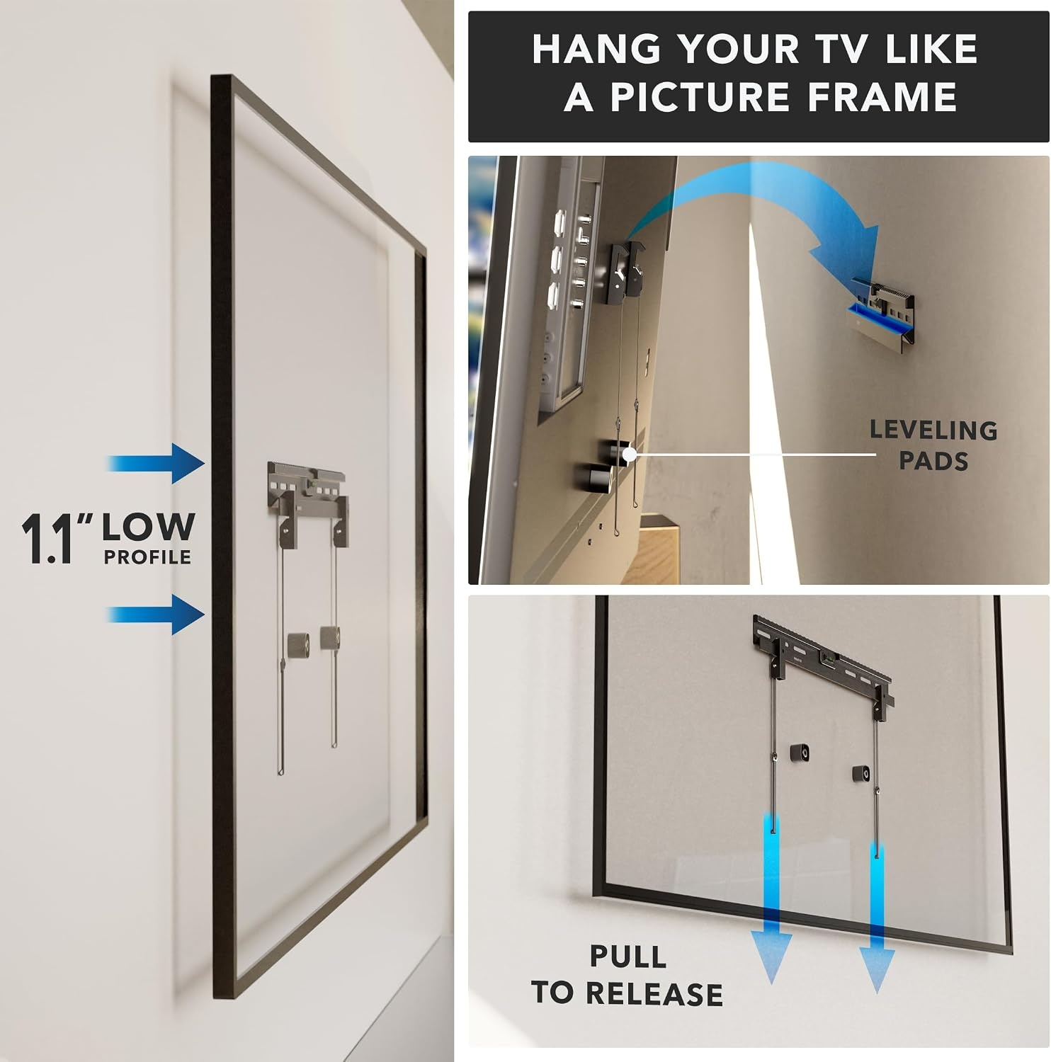 image:imageMountIt No Stud TV Wall Mount Studless Drywall TV Bracket for 3785 Inch Flat Screen TVs No Drill Easy Install Slim 11 Profile Supports 110 lbs132 lbs VESA 200x200600x600