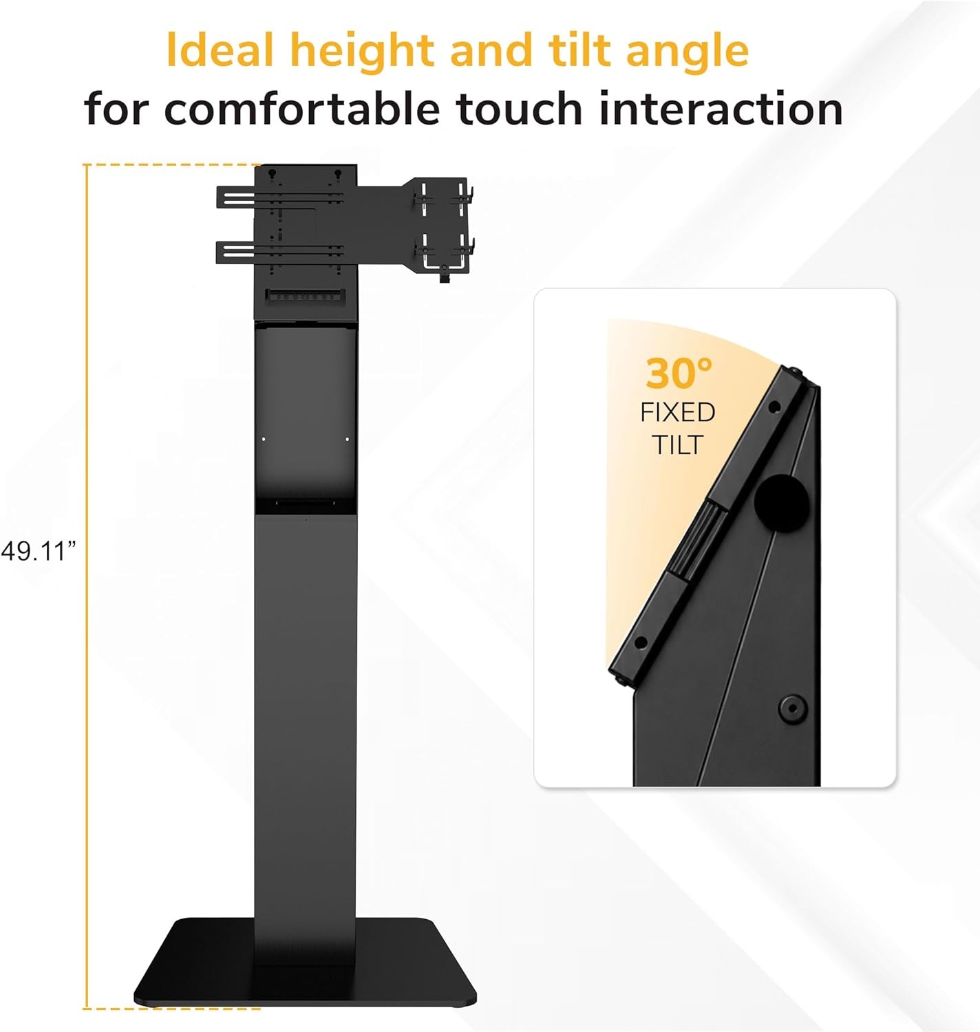 image:imageMountIt POS Kiosk Floor Stand for Monitors Fits 1522 Screens up to 22 lbs VESA 75x75 amp 100x100 30 Tilt Printer Bay amp Payment Terminal Bracket SelfService Checkin Kiosk Stand BlackBlack