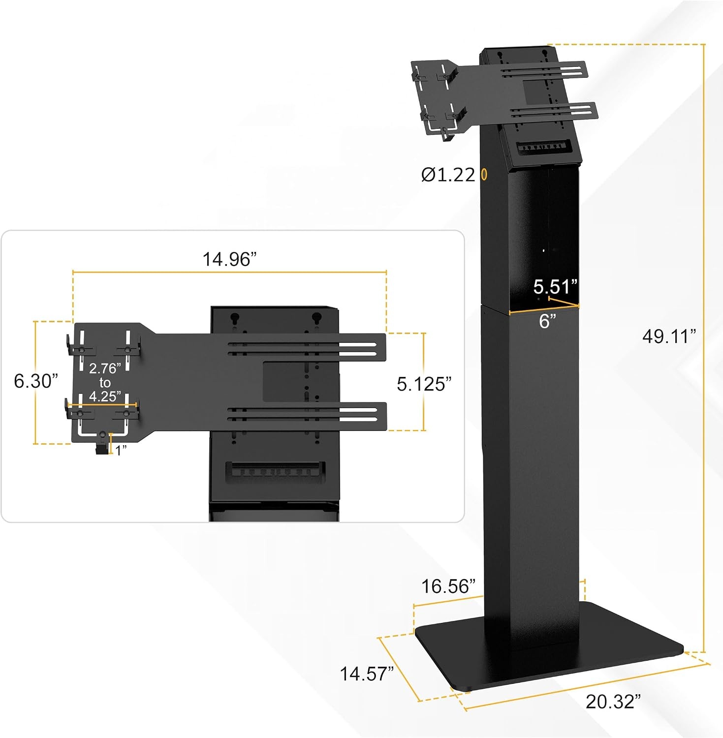 image:imageMountIt POS Kiosk Floor Stand for Monitors Fits 1522 Screens up to 22 lbs VESA 75x75 amp 100x100 30 Tilt Printer Bay amp Payment Terminal Bracket SelfService Checkin Kiosk Stand BlackBlack