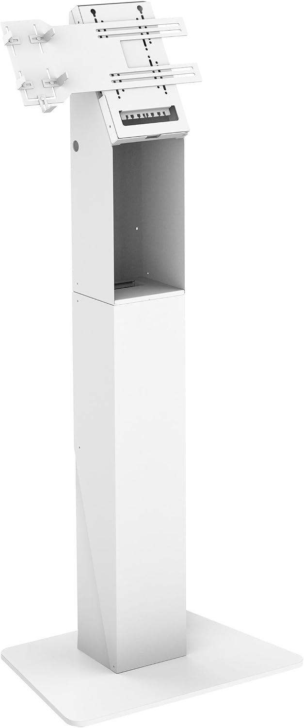 image:imageMountIt POS Kiosk Floor Stand for Monitors Fits 1522 Screens up to 22 lbs VESA 75x75 amp 100x100 30 Tilt Printer Bay amp Payment Terminal Bracket SelfService Checkin Kiosk Stand BlackWhite