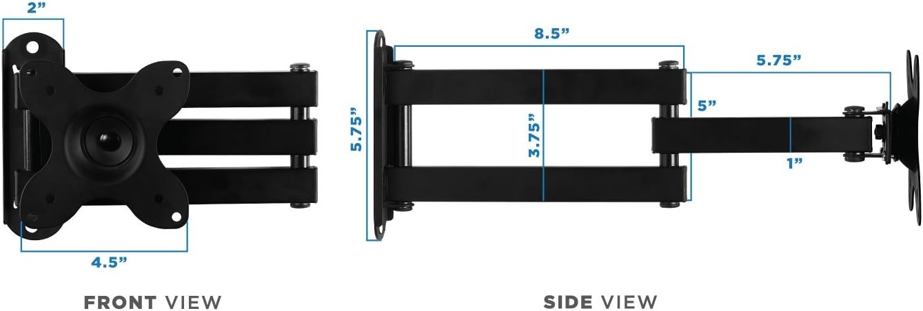 image:imageMountIt Small TV Monitor Wall Mount Arm VESA Wall Mount Bracket Fits 19 20 21 22 23 24 25 26 27 Inch Display Screens 75 100 VESA and RV Compatible Tilts and Swivels Holds up to 40 Pounds