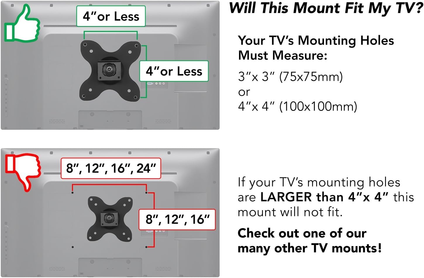 image:imageMountIt Small TV Wall Mount Full Motion Swivel Tilt Fits 1930 Inch TVs up to 33 lbs VESA 75x75 amp 100x100 Extends 17515 Corner Compatible Single Stud Wall Mount Bracket