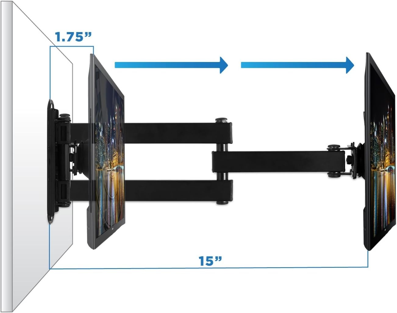 image:imageMountIt Small TV Wall Mount Full Motion Swivel Tilt Fits 1930 Inch TVs up to 33 lbs VESA 75x75 amp 100x100 Extends 17515 Corner Compatible Single Stud Wall Mount Bracket