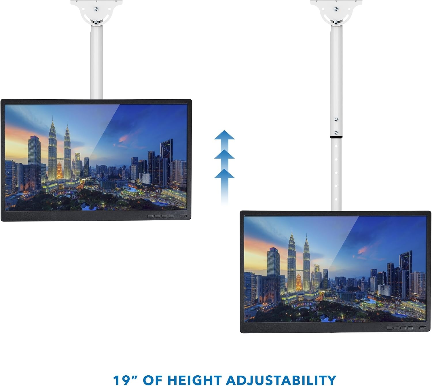 image:imageMountIt TV Ceiling Mount 5Foot Pole Full Motion 360 Fits 3275 up to 110 lbs VESA 200x200 to 600x400 Height Adjustable 417617 Inches Flat or Vaulted Ceilings White