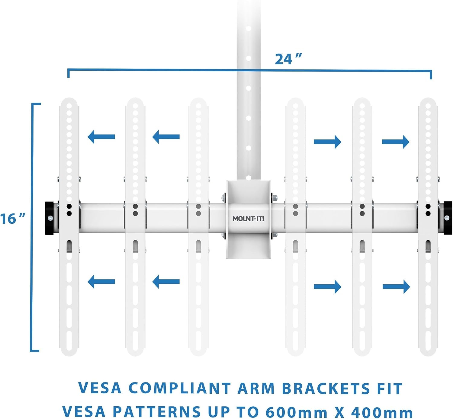 image:imageMountIt TV Ceiling Mount 5Foot Pole Full Motion 360 Fits 3275 up to 110 lbs VESA 200x200 to 600x400 Height Adjustable 417617 Inches Flat or Vaulted Ceilings White