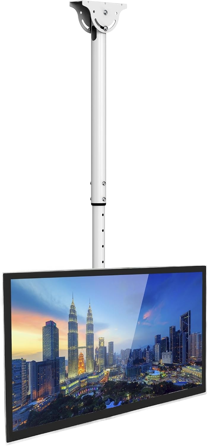image:imageMountIt TV Ceiling Mount 5Foot Pole Full Motion 360 Fits 3275 up to 110 lbs VESA 200x200 to 600x400 Height Adjustable 417617 Inches Flat or Vaulted Ceilings White