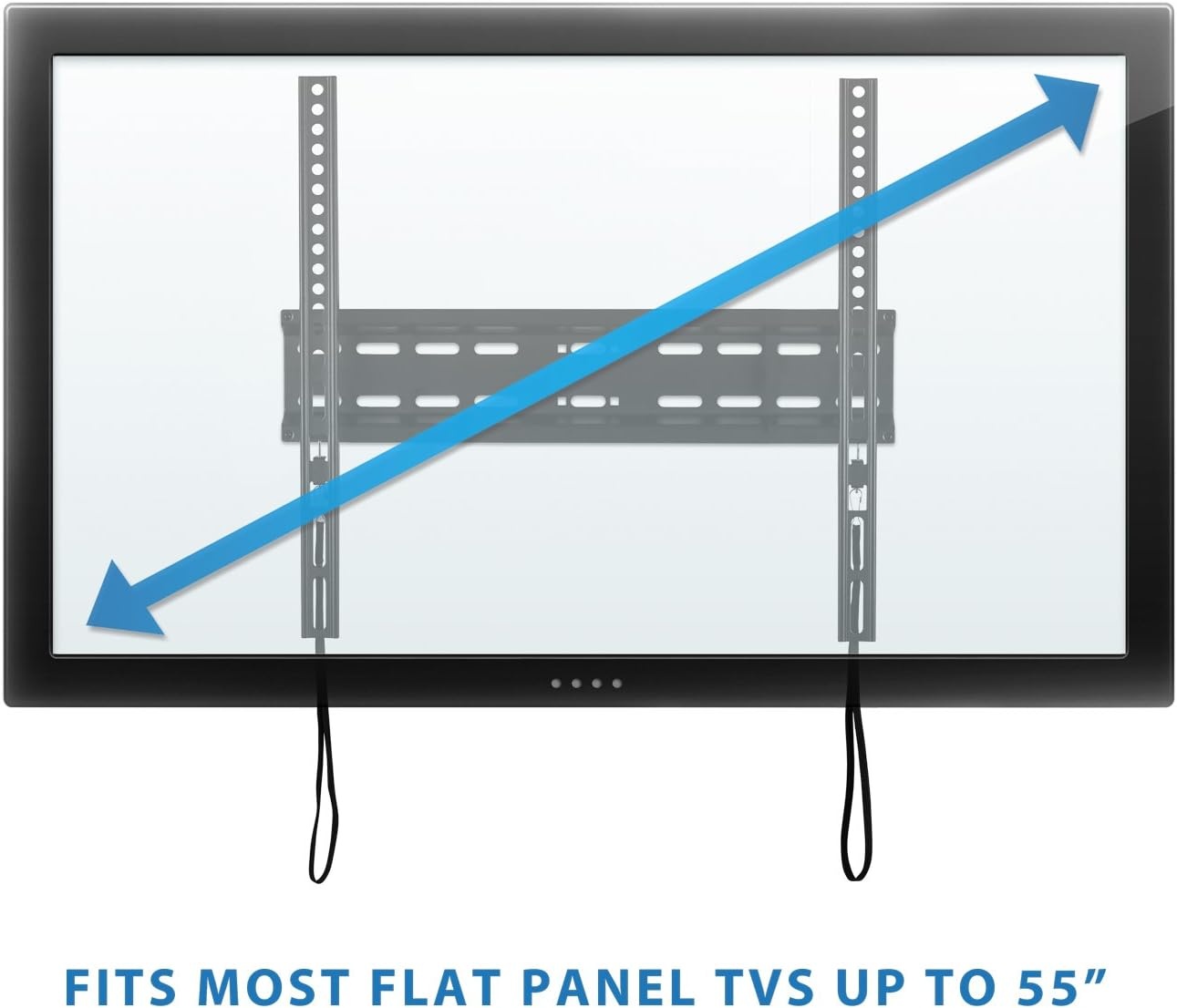 image:imageMountIt UltraSlim Fixed TV Wall Mount for 3255 Inch Flat Screen TVs Low Profile 11 Flush Design VESA 200x200 to 400x400 77 lb Capacity Quick Release Cords 16 Stud Installation