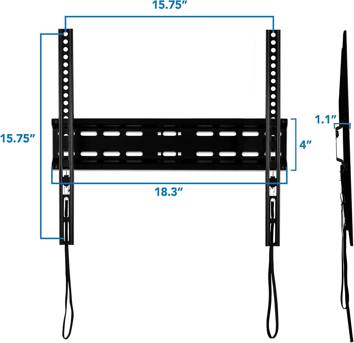 image:imageMountIt UltraSlim Fixed TV Wall Mount for 3255 Inch Flat Screen TVs Low Profile 11 Flush Design VESA 200x200 to 400x400 77 lb Capacity Quick Release Cords 16 Stud Installation