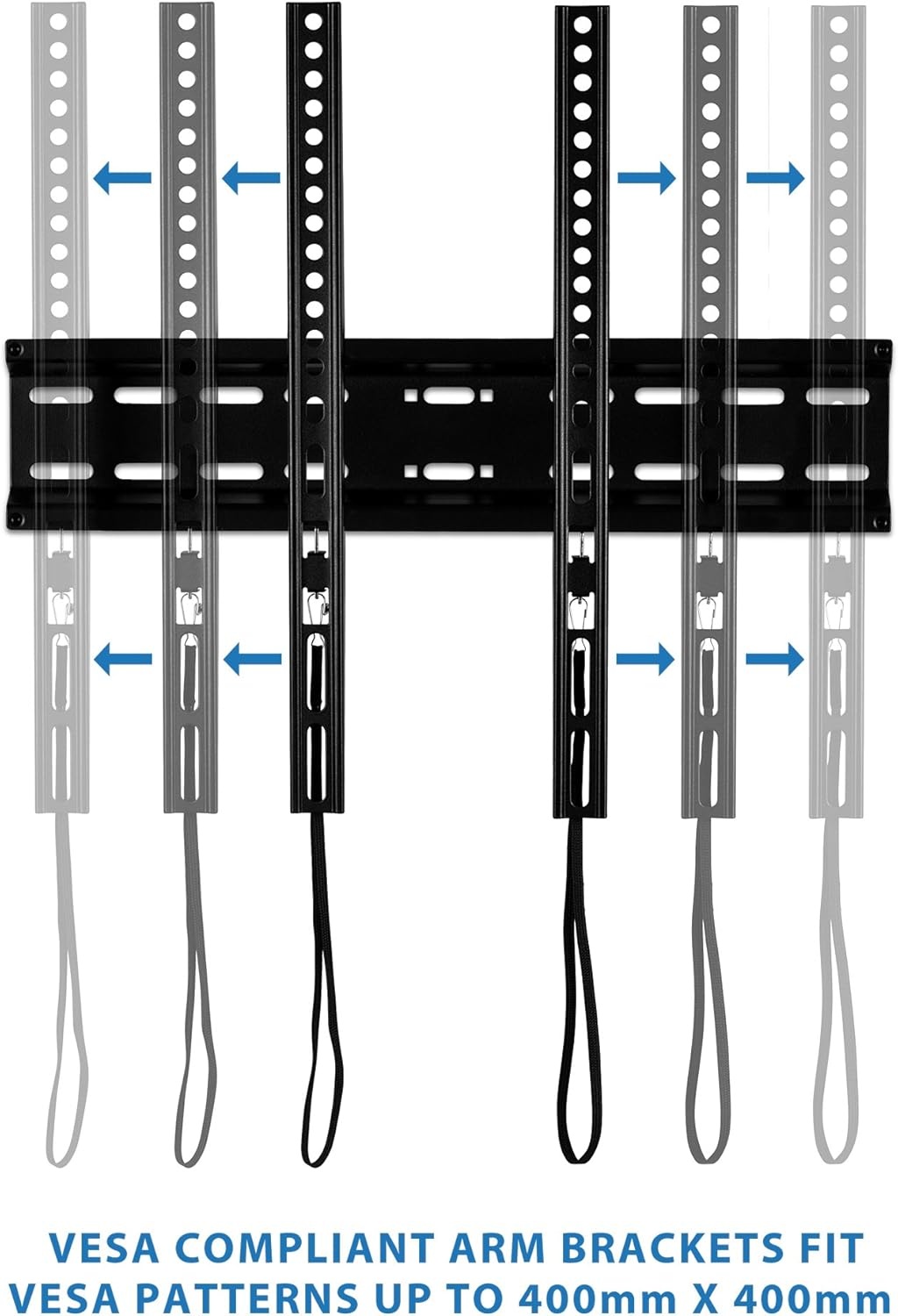 image:imageMountIt UltraSlim Fixed TV Wall Mount for 3255 Inch Flat Screen TVs Low Profile 11 Flush Design VESA 200x200 to 400x400 77 lb Capacity Quick Release Cords 16 Stud Installation