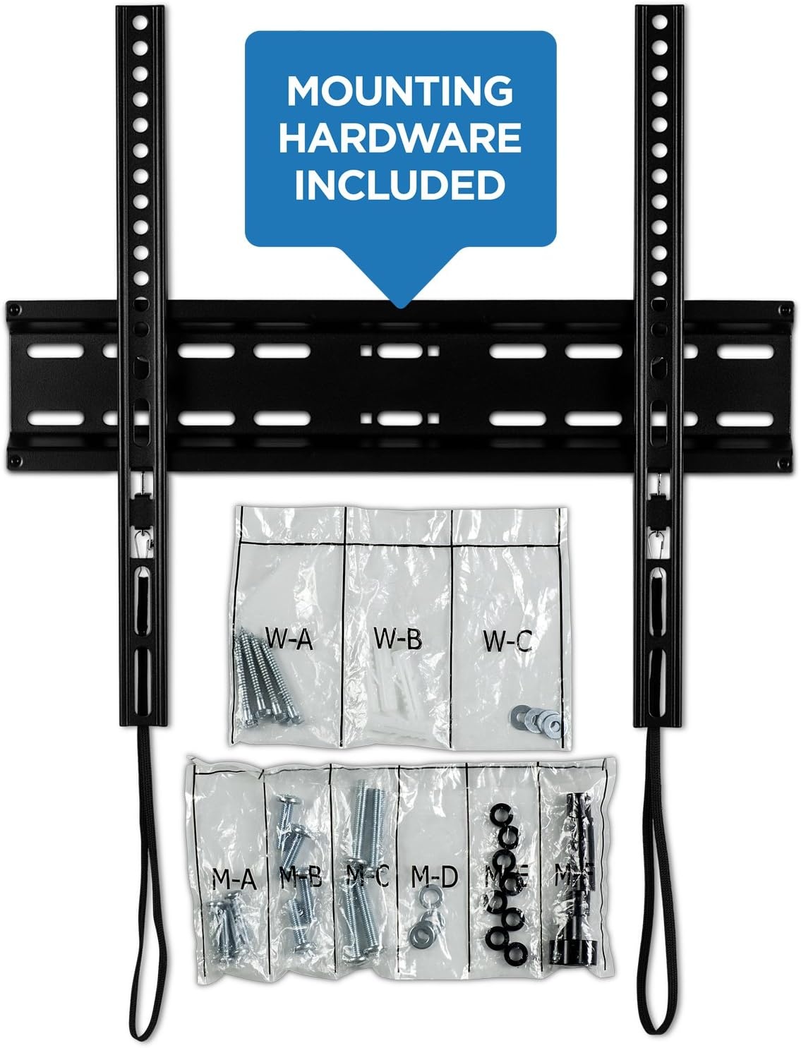image:imageMountIt UltraSlim Fixed TV Wall Mount for 3255 Inch Flat Screen TVs Low Profile 11 Flush Design VESA 200x200 to 400x400 77 lb Capacity Quick Release Cords 16 Stud Installation