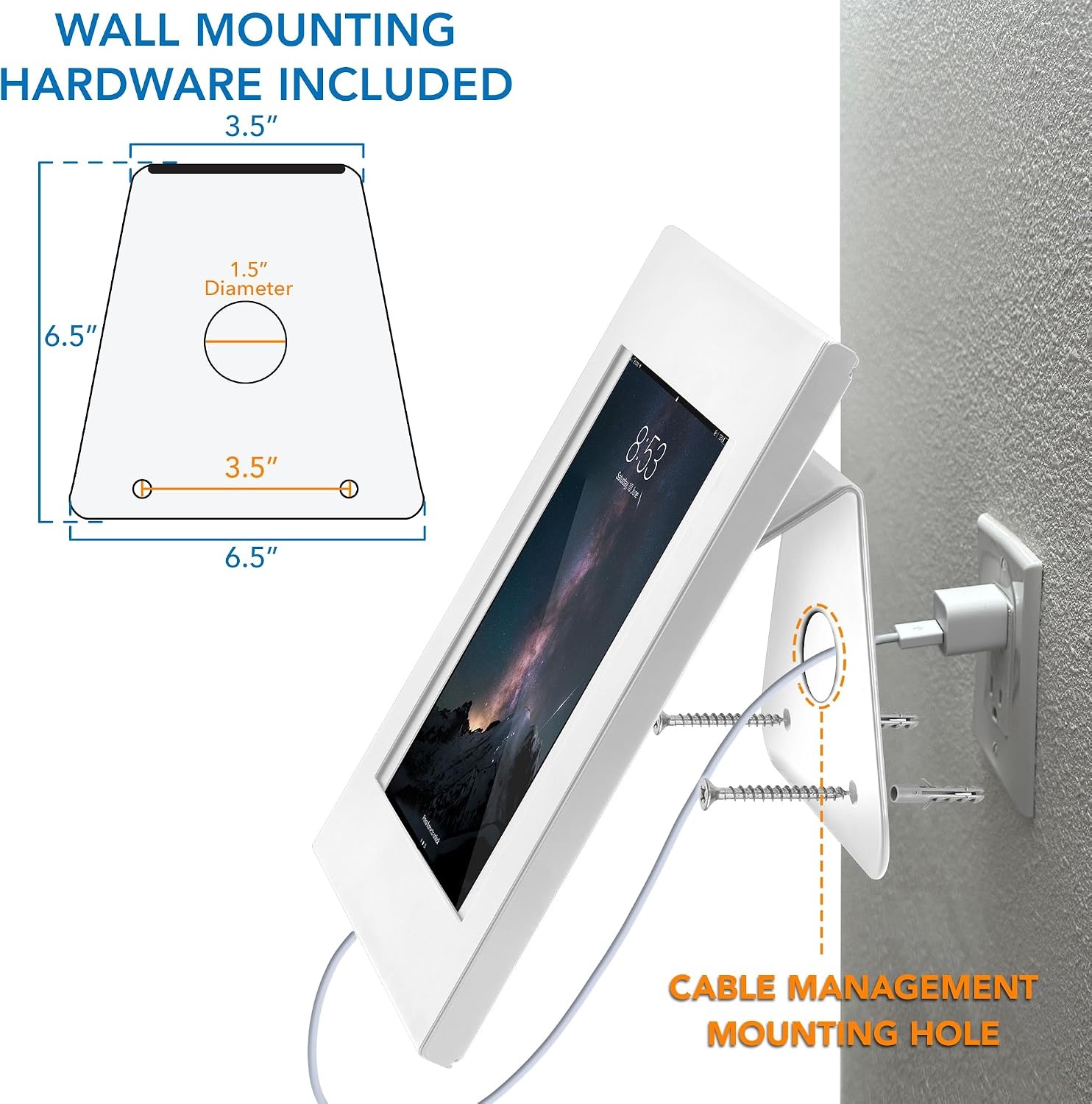 image:imageMountIt iPad Kiosk Stand Locking AntiTheft Tablet Enclosure for Countertop amp Wall Mount 90 Rotating POS Tablet Wall Stand Compatible with iPad 711 Air amp Pro BlackWhite