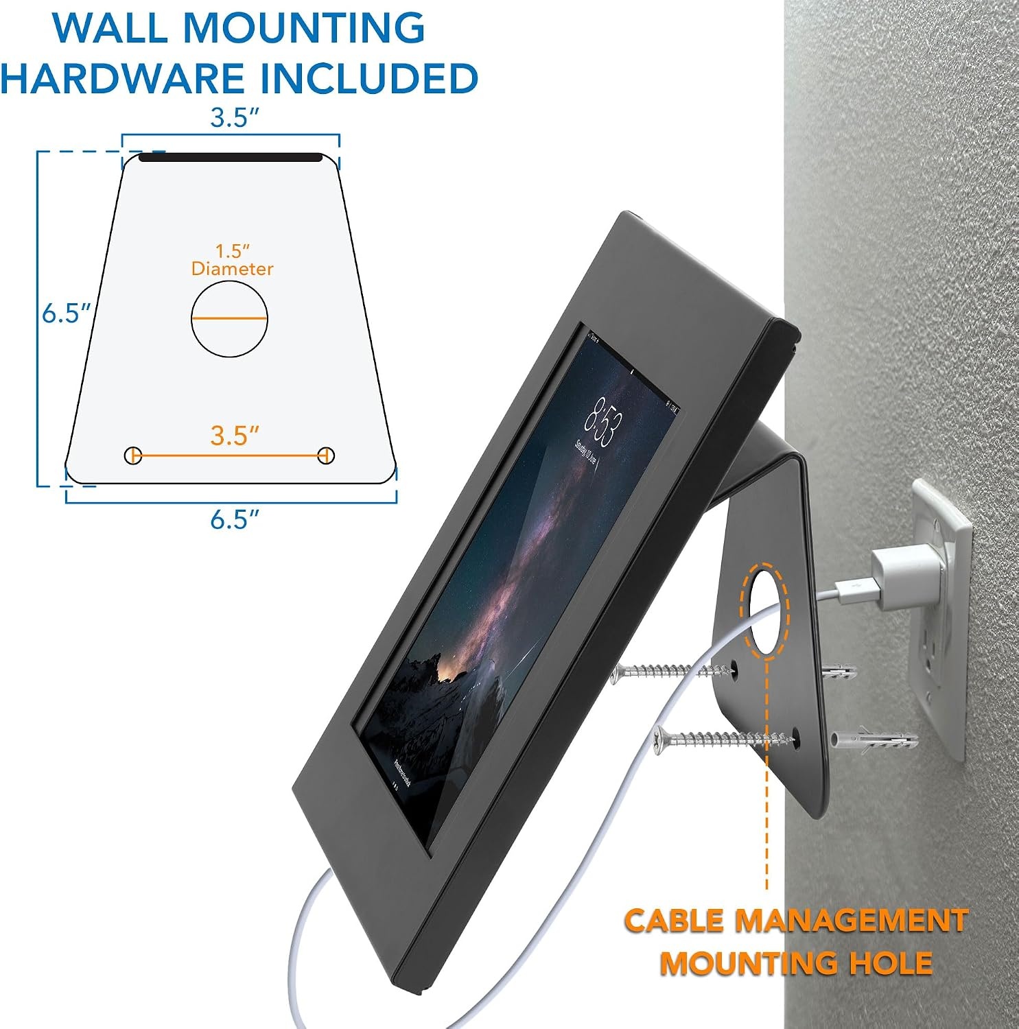 image:imageMountIt iPad Kiosk Stand Locking AntiTheft Tablet Enclosure for Countertop amp Wall Mount 90 Rotating POS Tablet Wall Stand Compatible with iPad 711 Air amp Pro BlackBlack