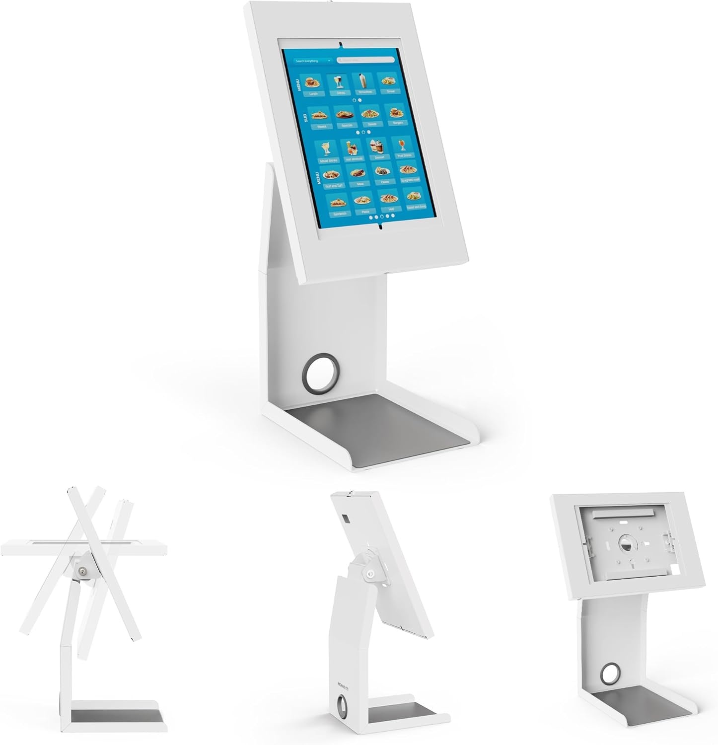 image:imageMountIt iPad Kiosk Stand with Printer Shelf Locking AntiTheft Tablet POS Stand for Countertop Checkout 90 Rotation amp 14520 Tilt Compatible with iPad 711 Air amp Pro BlackWhite