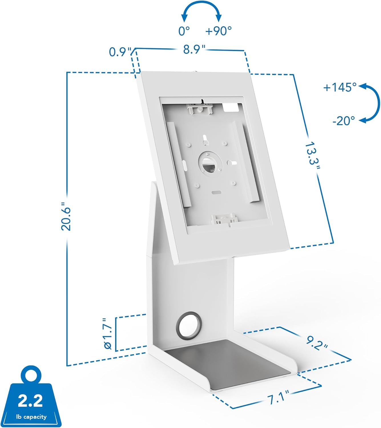 image:imageMountIt iPad Kiosk Stand with Printer Shelf Locking AntiTheft Tablet POS Stand for Countertop Checkout 90 Rotation amp 14520 Tilt Compatible with iPad 711 Air amp Pro BlackWhite