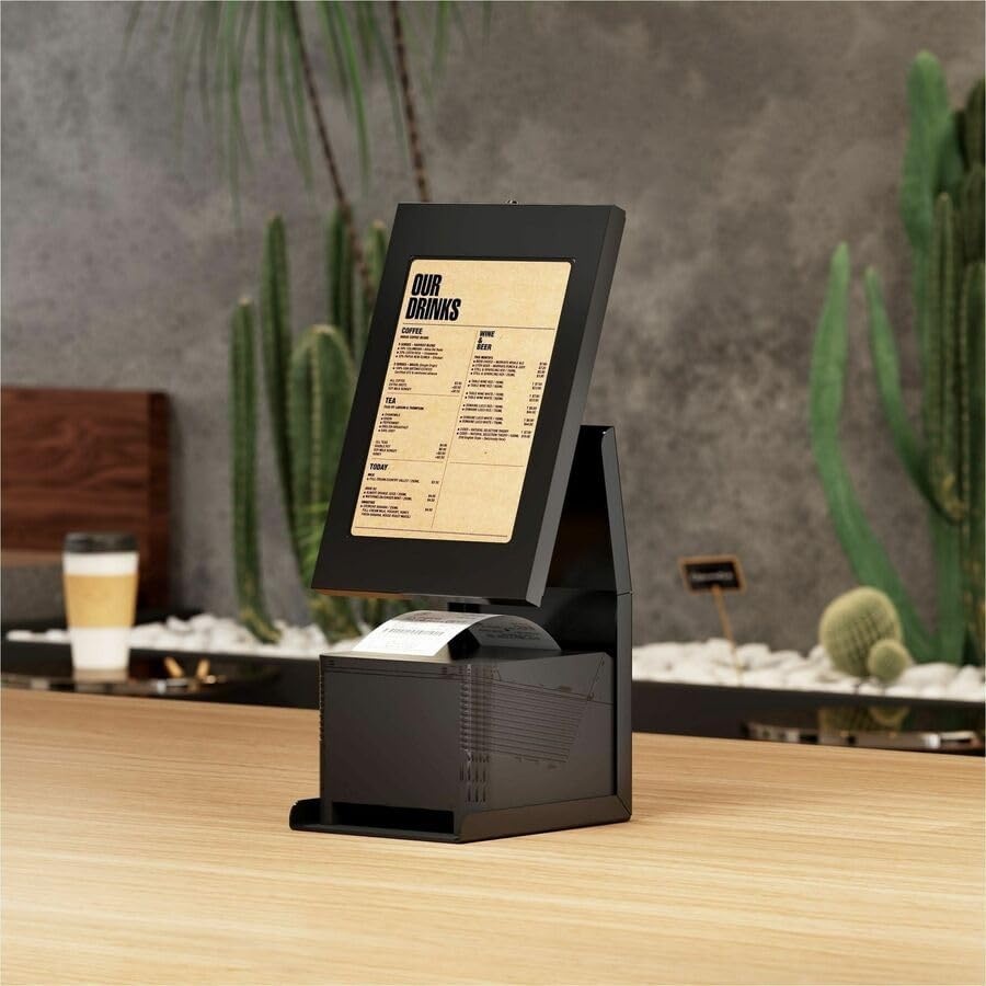 image:imageMountIt iPad Kiosk Stand with Printer Shelf Locking AntiTheft Tablet POS Stand for Countertop Checkout 90 Rotation amp 14520 Tilt Compatible with iPad 711 Air amp Pro BlackBlack