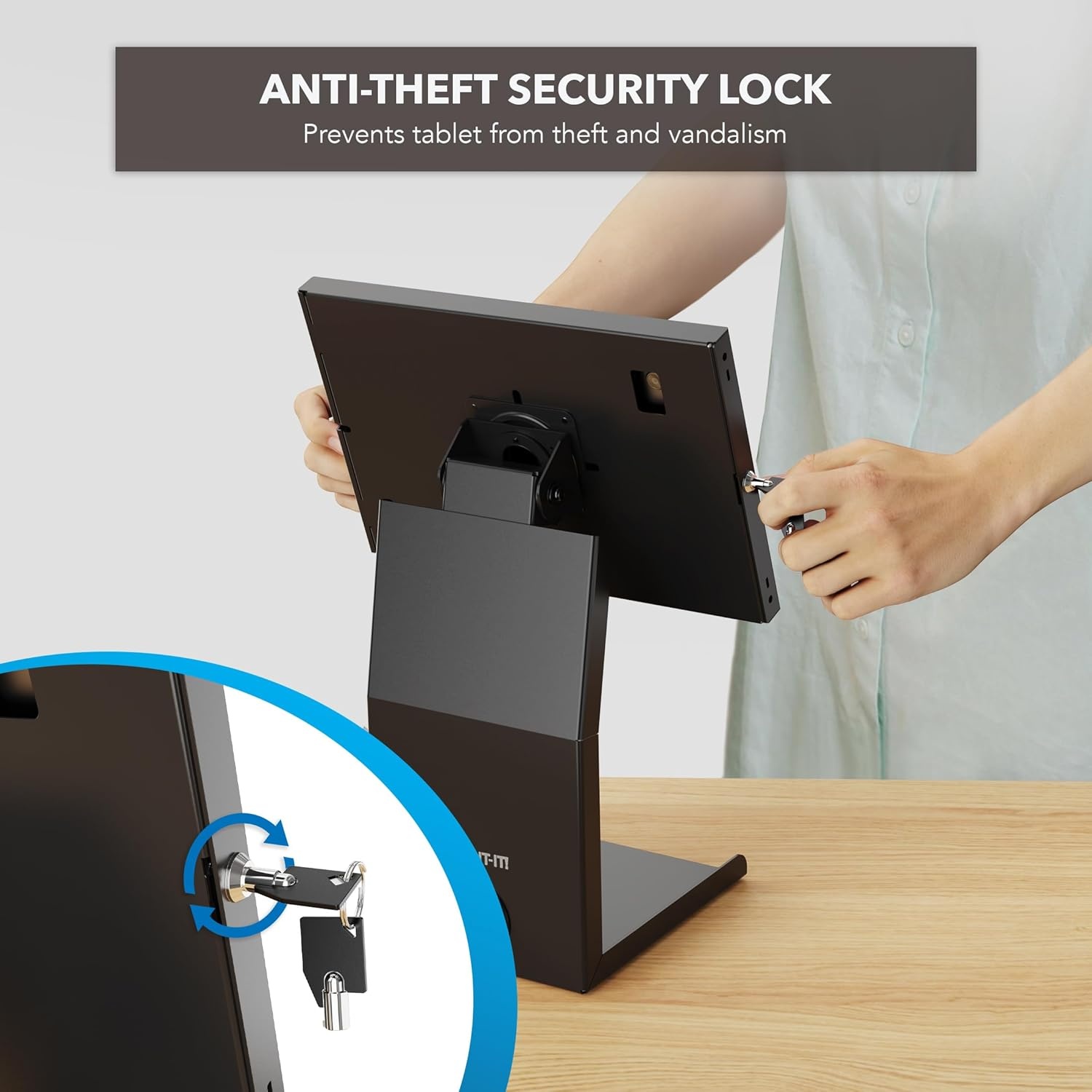 image:imageMountIt iPad Kiosk Stand with Printer Shelf Locking AntiTheft Tablet POS Stand for Countertop Checkout 90 Rotation amp 14520 Tilt Compatible with iPad 711 Air amp Pro BlackBlack