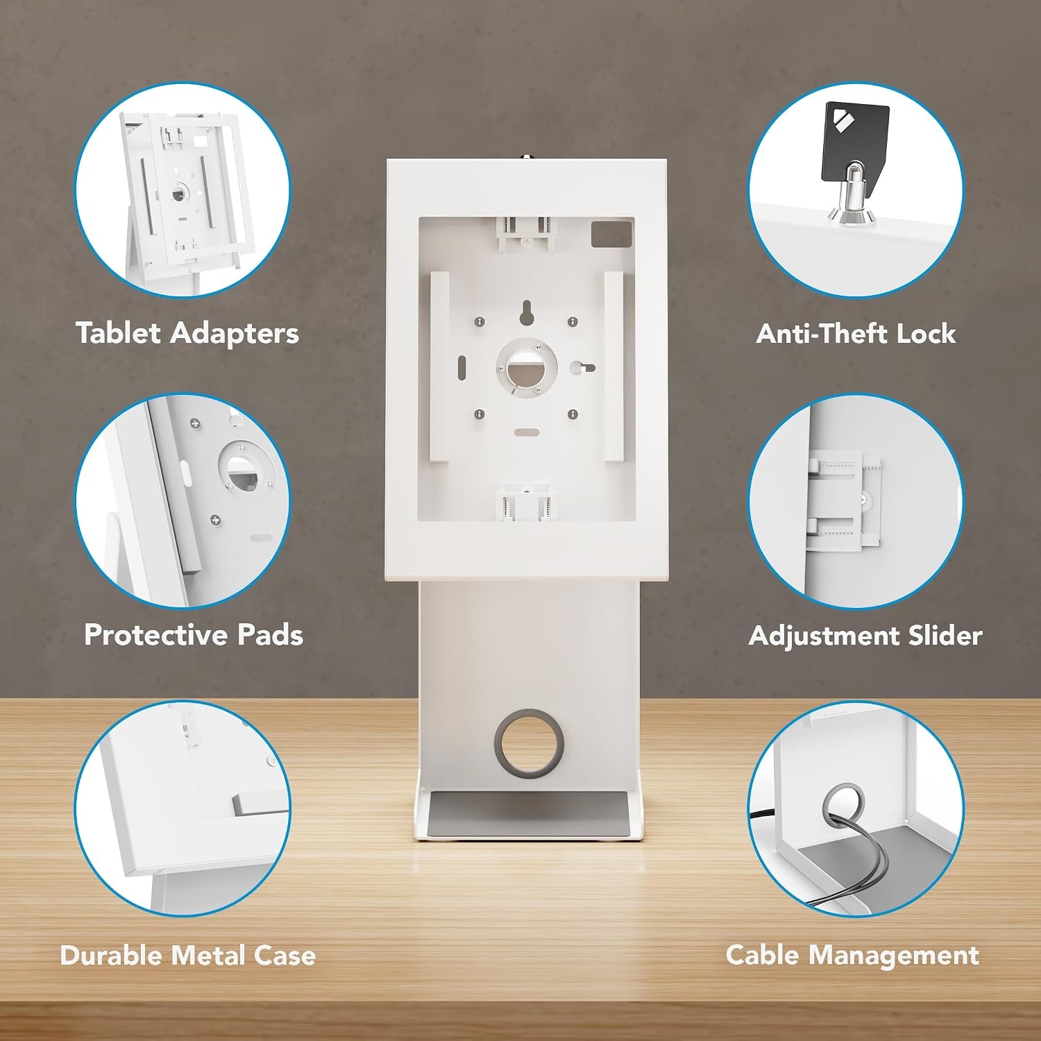 image:imageMountIt iPad Kiosk Stand with Printer Shelf Locking AntiTheft Tablet POS Stand for Countertop Checkout 90 Rotation amp 14520 Tilt Compatible with iPad 711 Air amp Pro BlackWhite