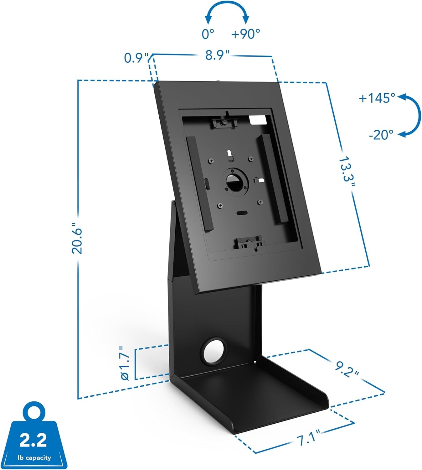 image:imageMountIt iPad Kiosk Stand with Printer Shelf Locking AntiTheft Tablet POS Stand for Countertop Checkout 90 Rotation amp 14520 Tilt Compatible with iPad 711 Air amp Pro BlackBlack