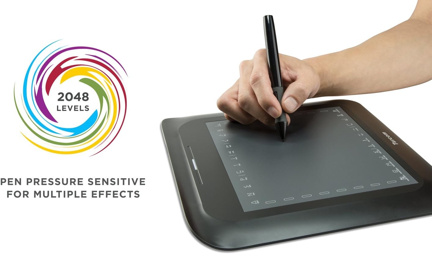 image:imageTurcom TS6608 Graphic Tablet Drawing Tablets and PenStylus for PC Mac Computer 8 x 6 Inches Surface Area 2048 Levels Pressure Sensitivity 5080 LPI