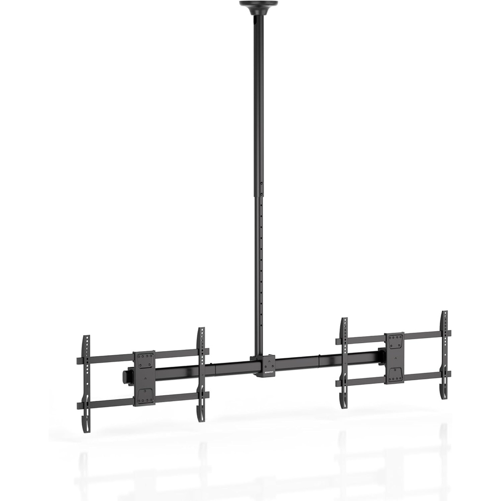 image:imageMountIt Dual TV Ceiling Mount SidebySide Menu Board Fits 3460 Screens up to 88 lbs Each VESA 600x400 Full Motion 360 Swivel Short Pole 1835 Drop SafetyTested Steel Black419656