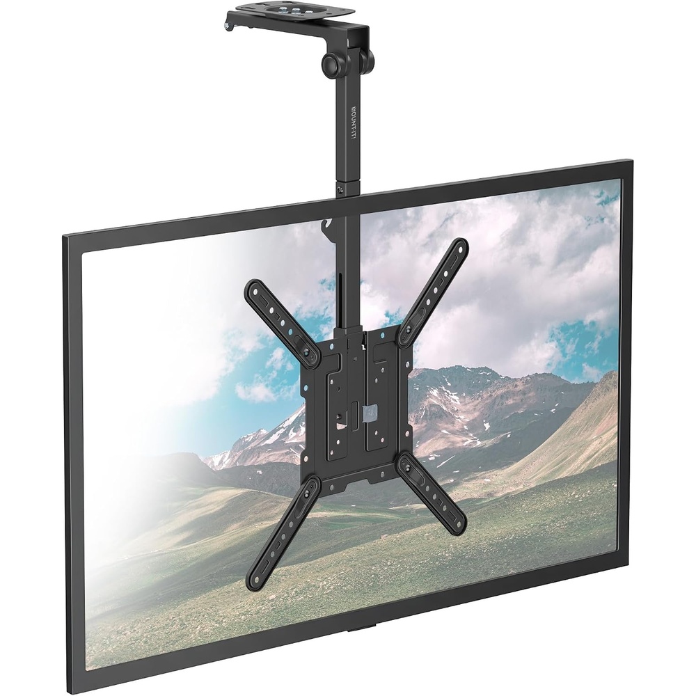 image:imageMountIt FoldUp Ceiling TV Mount for 2355 Inch TVs with Longer Arm SpaceSaving Flip Down Bracket for Flat amp Slanted Ceilings Retractable Tilt amp Swivel Mount VESA up to 400x400 44 lbs Capacity