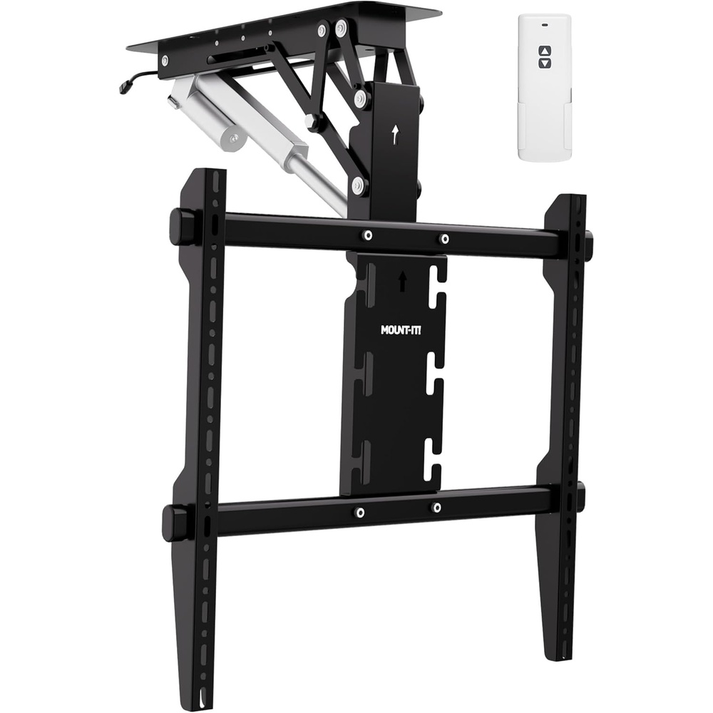 image:imageMountIt Motorized Ceiling TV Mount Silent Electric Flip Down TV Mount for 5090 Screens Retractable Drop Down Design RF Remote VESA Compatible 88 lbs Capacity BlackBlack