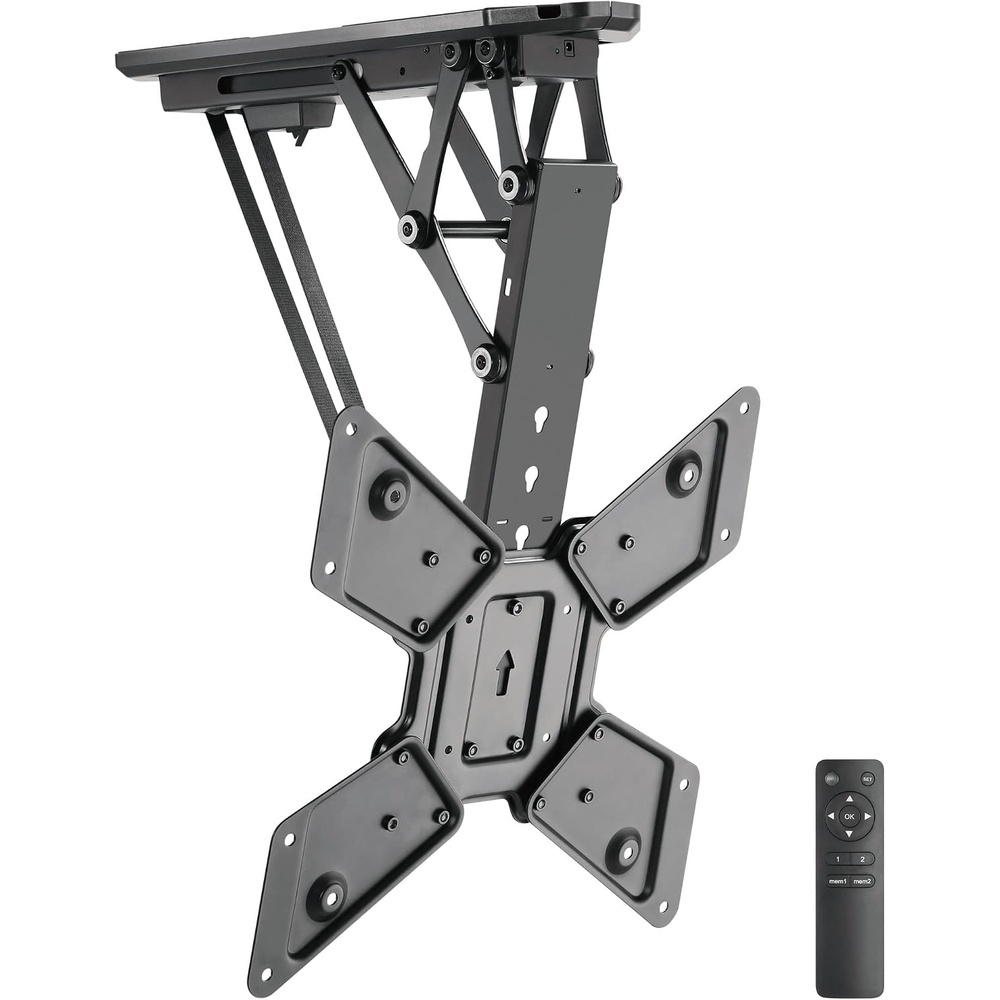 image:imageMountIt Motorized Ceiling TV Mount With Remote Electric Flip Down Pitched Roof Mount Fits 32 37 40 47 50 and 55 Inch Flat Screen TVs and Monitors blackBlack