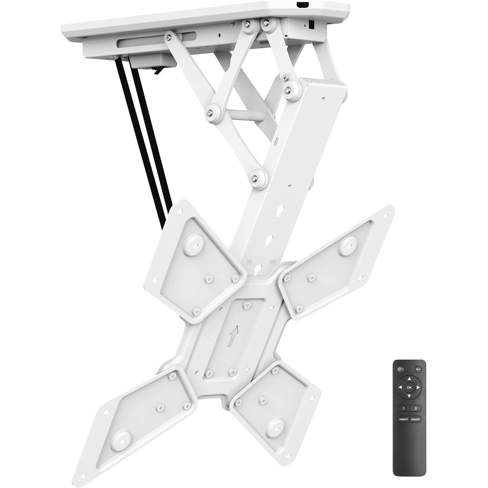 image:imageMountIt Motorized Ceiling TV Mount With Remote Electric Flip Down Pitched Roof Mount Fits 32 37 40 47 50 and 55 Inch Flat Screen TVs and Monitors blackWhite