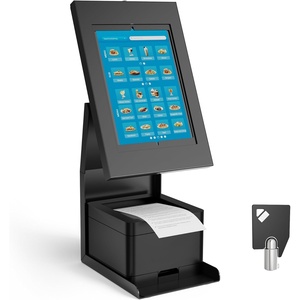 image:imageMountIt iPad Kiosk Stand with Printer Shelf Locking AntiTheft Tablet POS Stand for Countertop Checkout 90 Rotation amp 14520 Tilt Compatible with iPad 711 Air amp Pro BlackBlack
